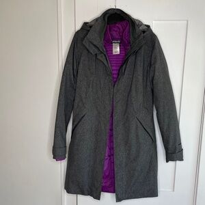 Patagonia Vosque 3-in-1 Parka Coat Jacket Grey, Purple Liner, Women's Size Small